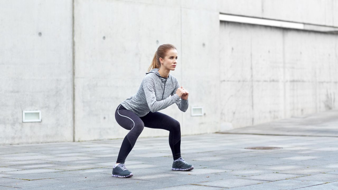 Fitness Sport Exercising And Healthy Lifestyle Concept Woman Doing